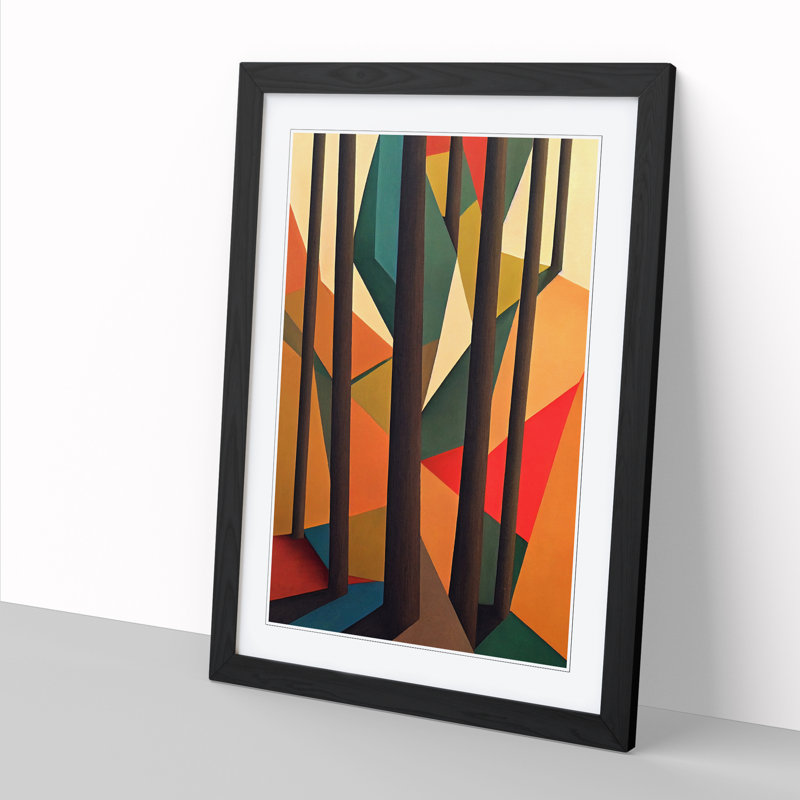 FRM-V0523-2535X Tree Abstract Block Vol.3 1 Piece Single Picture Frame Wall Art, 64cm H x 46cm W x 2cm D, Oak