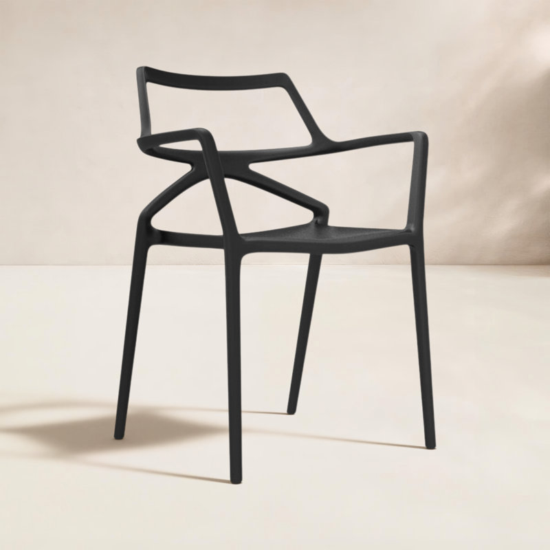 Fauteuil de terrasse empilable Delta, Noir