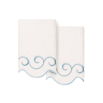 100% coton turc SIMPLICITY festonné 2PC embellies doigt ensemble de serviettes