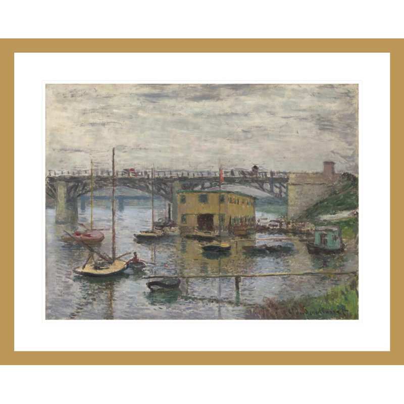 Pont à Argenteuil un jour gris par Claude Monet, impression giclée sur cadre, H 23,5 po x l 29,07 po