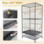 Cage à oiseaux 66 pouces, cage à oiseaux en métal avec supports roulants, bols d'alimentation, cage à perroquet large pour perruches, conures, cacatoès, cacatoès, noir