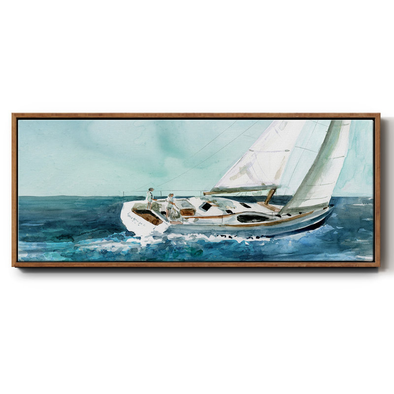Delray Sail- Framed Canvas, 12" H x 30" W