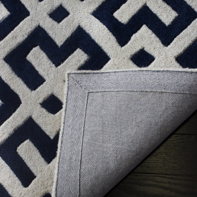 Deedie Hand Tufted Wool Geometric Rug, Square 7'