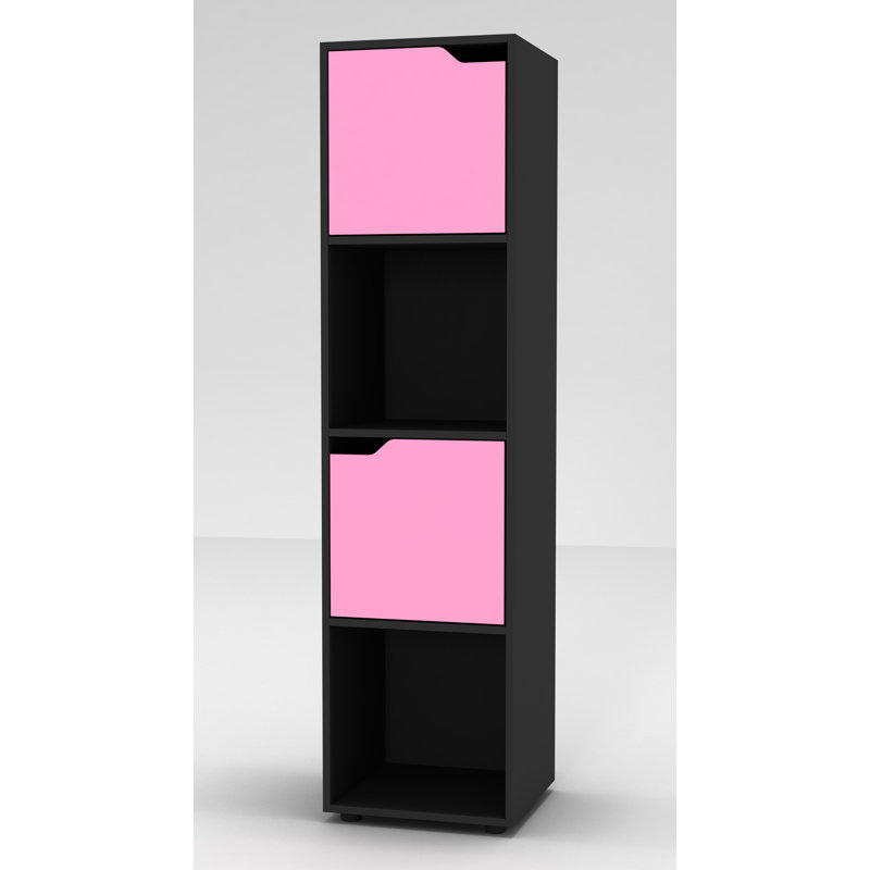 Imagen 119 cm H x 30 cm W Cube Bookcase, Black/Pink