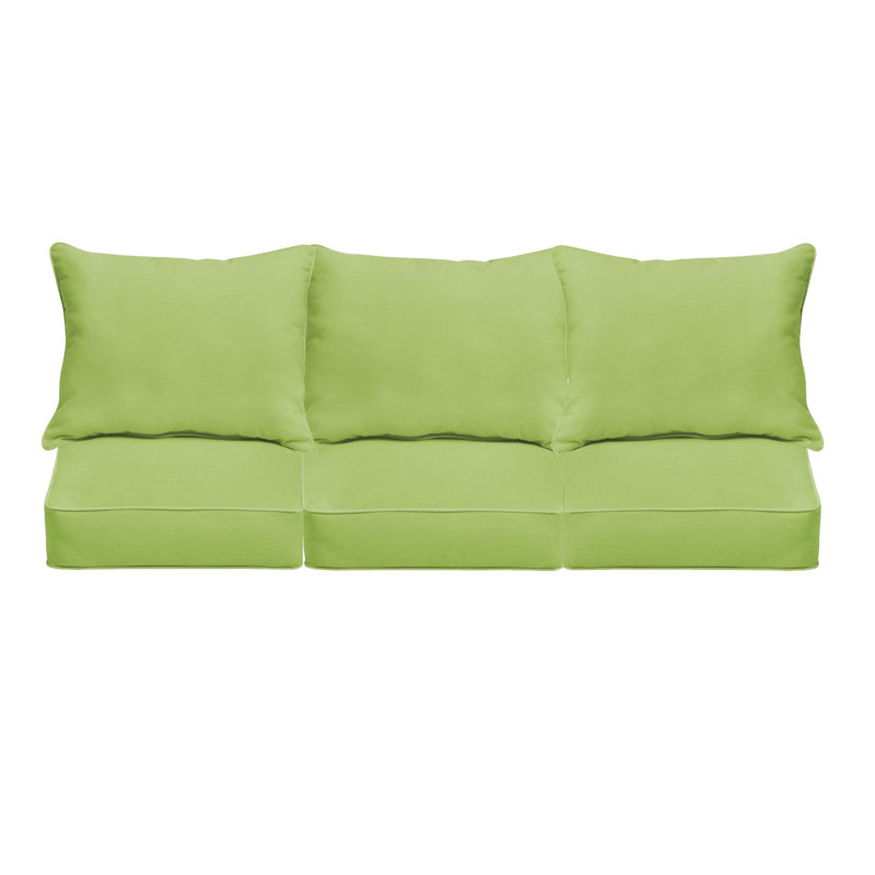 Alline Water Resistant and Stain Resistant Sunbrella® Outdoor 5 " Sofa Seat / Back Cushion, Fresco Apple Green