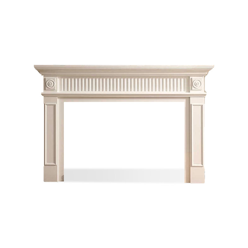 Beige Solid Wood Electric Fireplace