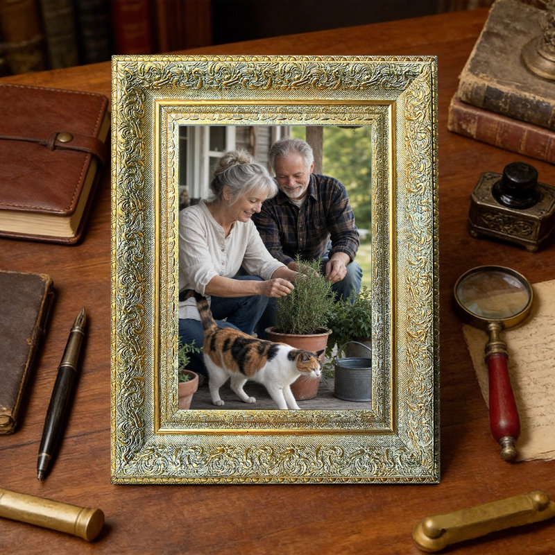 Cadre photo indémodable classique antique de 5 po x 7 po 1PC avec forme rectangulaire classique, Antique Gold, 1, 5" W x 7" H