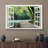 Window Scenery " Modern White Window Looking Out Into A Bridge By A Lake Surrounded By Trees "-98448319