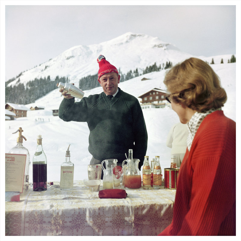 Lech Ice Bar Print by Slim Aarons, 45" H x 45" W x 0.1" D, Unframed