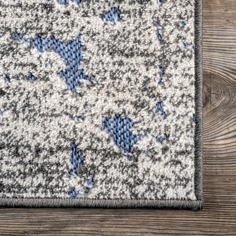 Tapis bleu / gris Edmond, Rectangle l 7 pi 10 po x L 10 pi