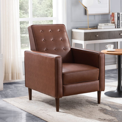Button Tufted Upholstered Manual Push-Back Recliner