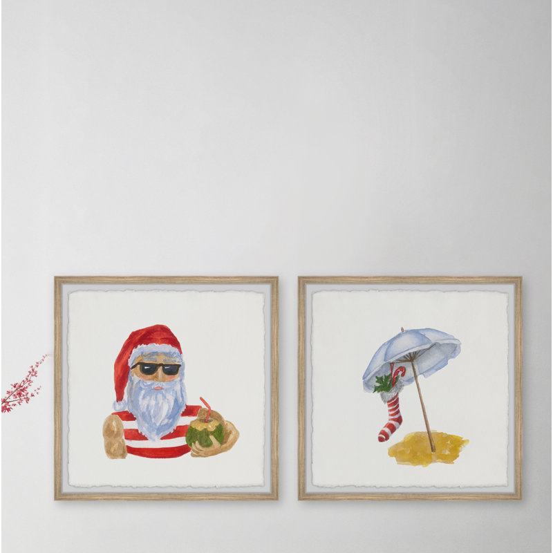 Chavis Chavis Santa On Vacation - 2 Piece Single Picture Frame Painting, 81cm H x 163cm W x 3.81cm D
