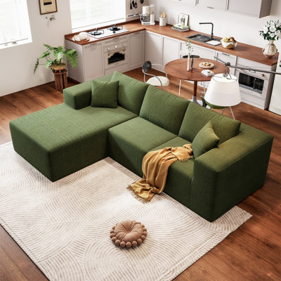 107.8" 2 - Piece No Assembly Required Upholstery Sofa With Pillow Free Combination Cloud Sectional Couch With L-shape Chaise, Deep Seat Modular Sofa For Living Room Bedroom