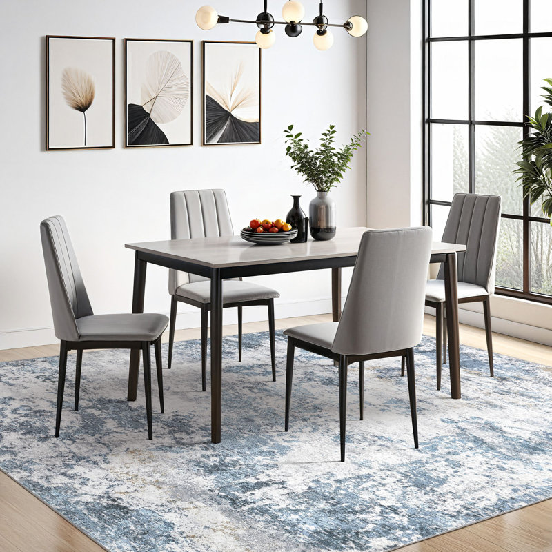 Abstract Modern Boho Area Rug Non-Shedding Low-Pile Carpet for Living Room, Bedroom, or Office, Rectangle 9' x 12'