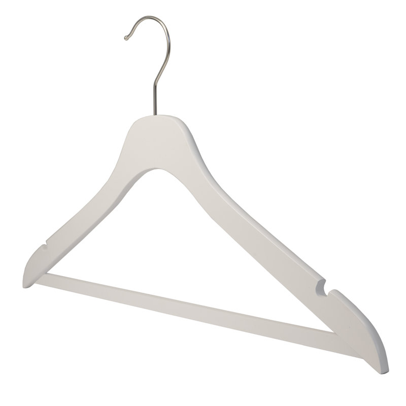Cintre en bois antidérapant pour costume / manteau Dennison, Blanc