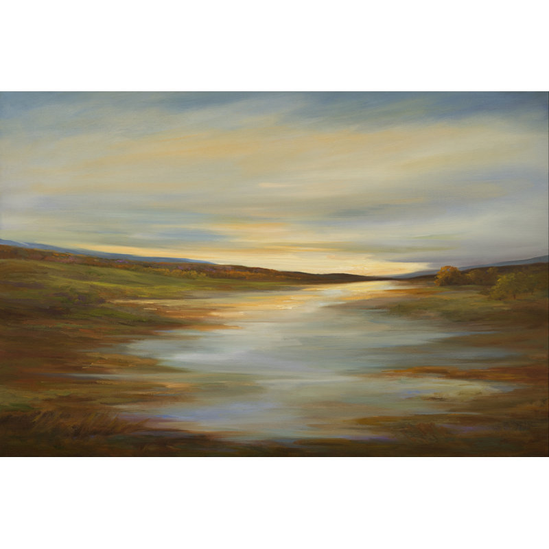 Meadow Sunset by Sheila Finch -  Painting, 20 cm H x 30 cm W, Wrapped Canvas