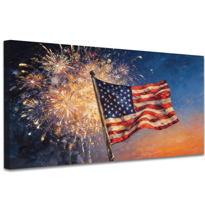America Flag Wall Art, 250th Anniversary 1776-2026 Patriotic Large Wrapped Framed Canvas Prints Painting, American Flag Wall Artwork Decor for Living Room Office Ready to Hang 24×48 Inch