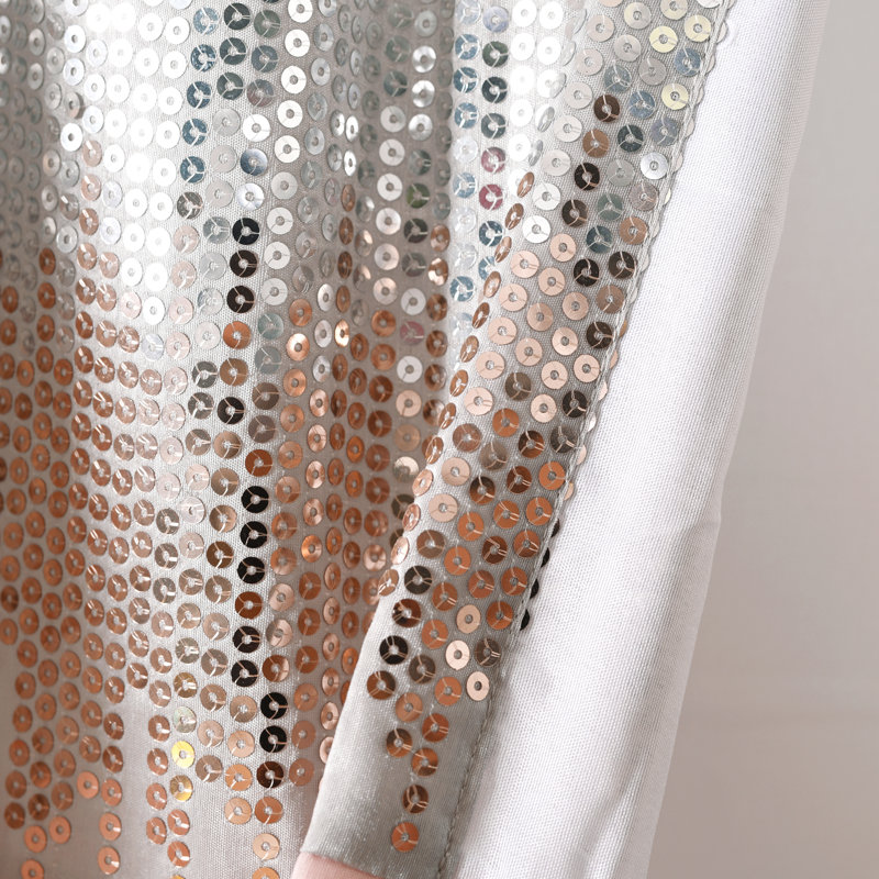 Cantonnière rayée sur mesure 52 po, Gris / rosé