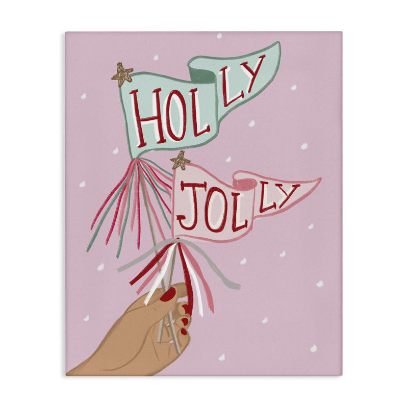 Toile Holly Jolly Festive Flags, conception de Chen Alyesh, H 40 po x l 30 po
