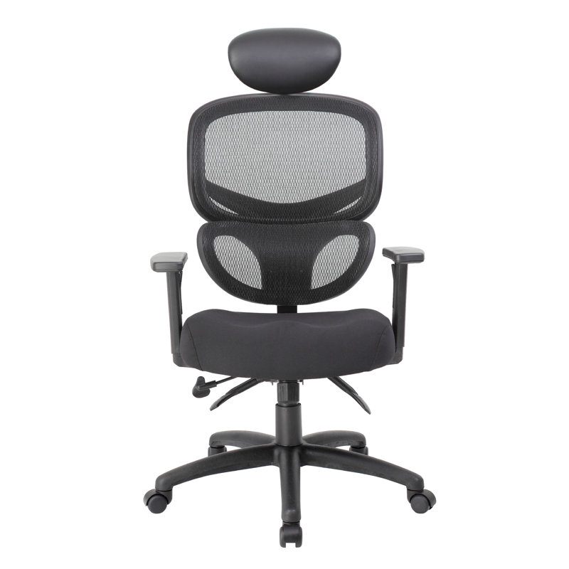 Samy Multi-Function Task Chair, Headrest, Black Mesh, Serenesoft Padding