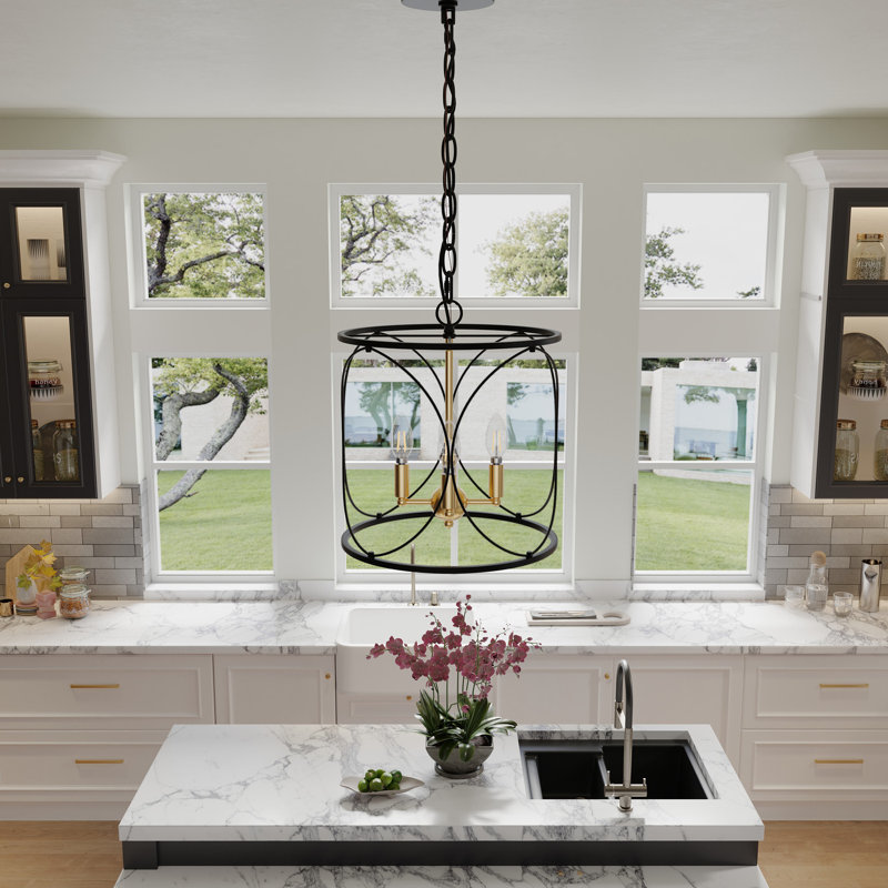 Luminaire suspendu cage noir mat 4 lumières Teronica