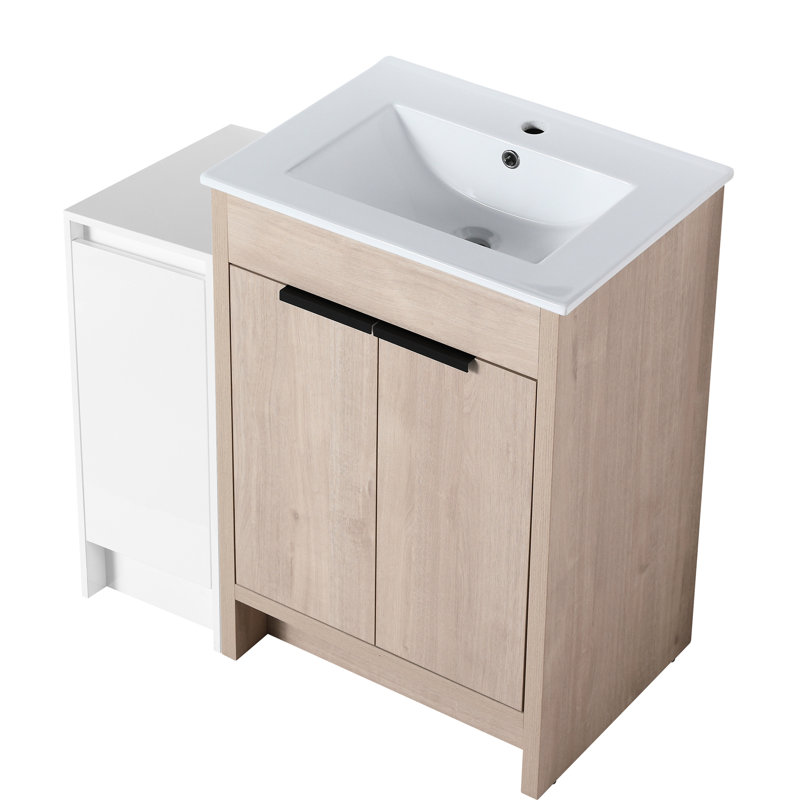 Meuble-lavabo de salle de bain 36 po avec porte et meuble-lavabo de 36 po de style contemporain en céramique et rangement