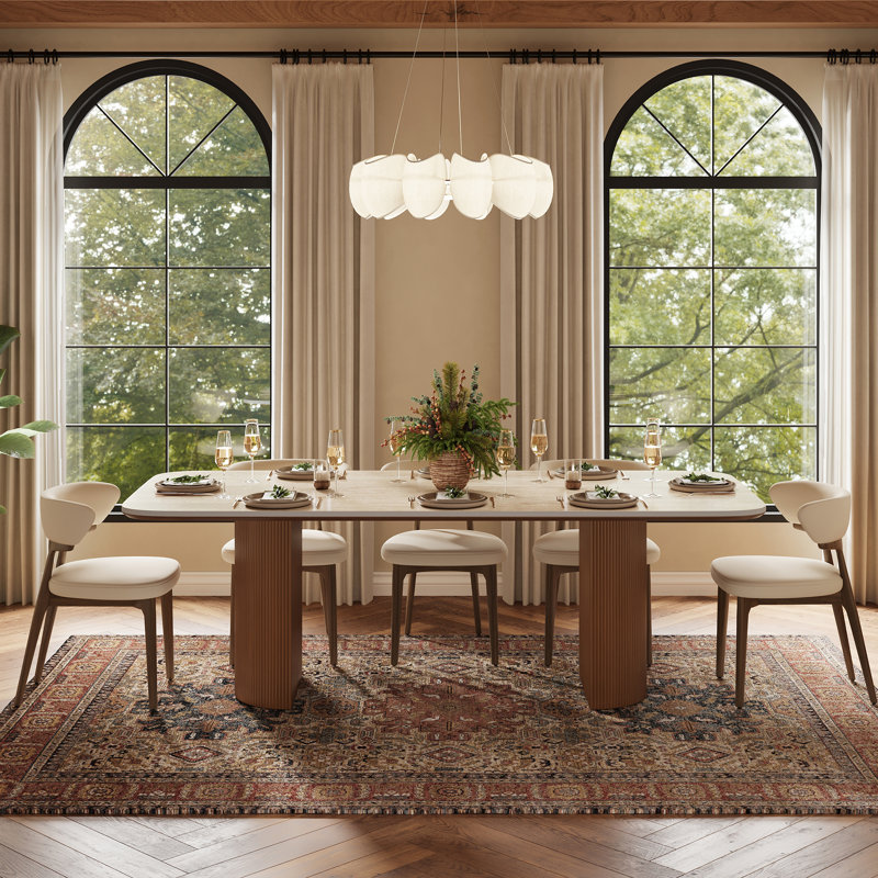 78.7"Modern Rectangular Dining Table Sets, Sintered Stone Dining Table with 8 Not Assembled Dining Chairs