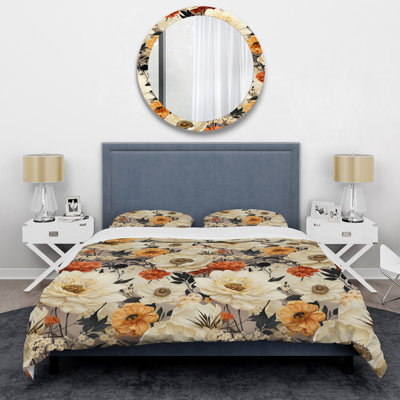 Ensemble de housse de couette Vintage White Boho Floral Garden Delights II - Floral