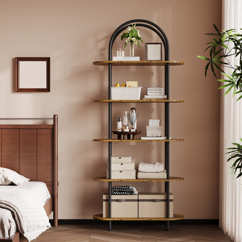 80cm W Iron Shelving Unit, Black/Brown