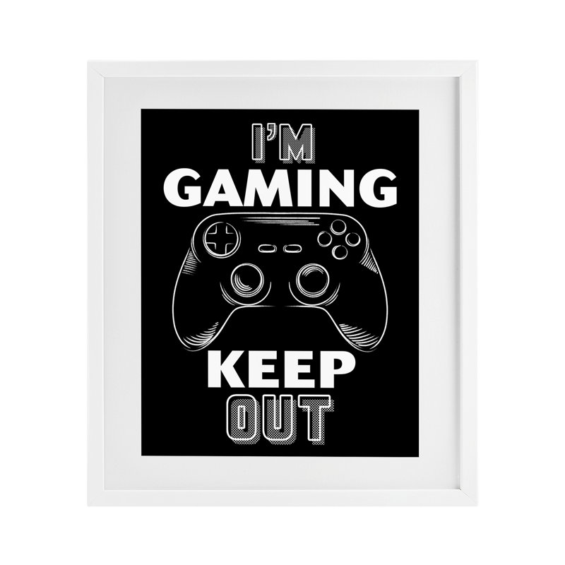 I'm Gaming Keep Out, reproduction encadrée sous verre, conception de Marcus Prime, H 16 po x l 13 po