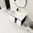 Bathroom Dressing Table With Ceramic Sink & Soft-Close Door. Modern Appliance. Practical Storage. Plywood Cabinet. White And Black 36'' Floating Vanity Basin. Door Benefit. Decor. Plywood. Choices-1327342329