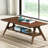 Mid-century Modern Coffee Table Bundle - Walnut, Rectangular With Storage Shelf 3 Piece Style, Walnut