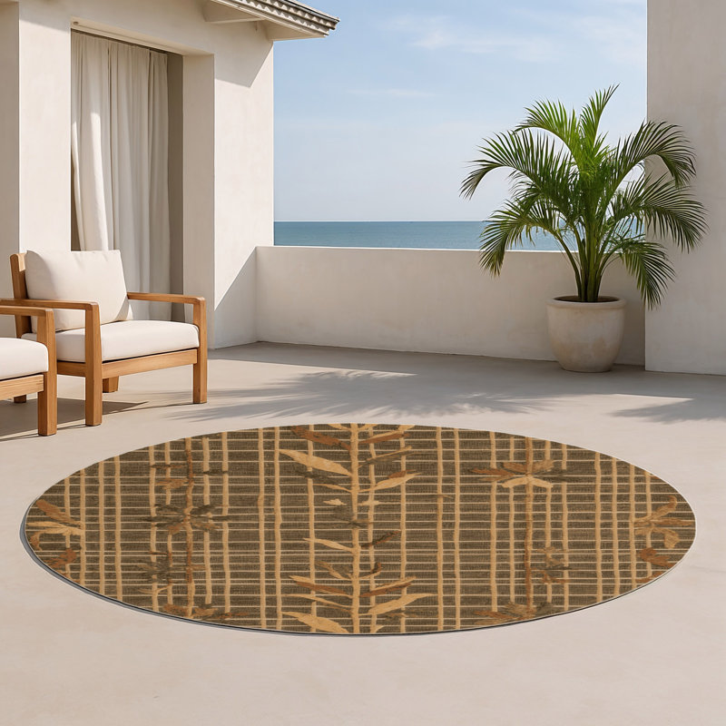 Tapis d'intérieur et d'extérieur brun Nature, Rond 5 pi