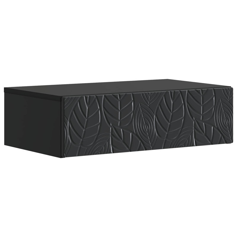  Wall-Mounted Side Table Engineered Wood Storage Vintage Living Room, Black