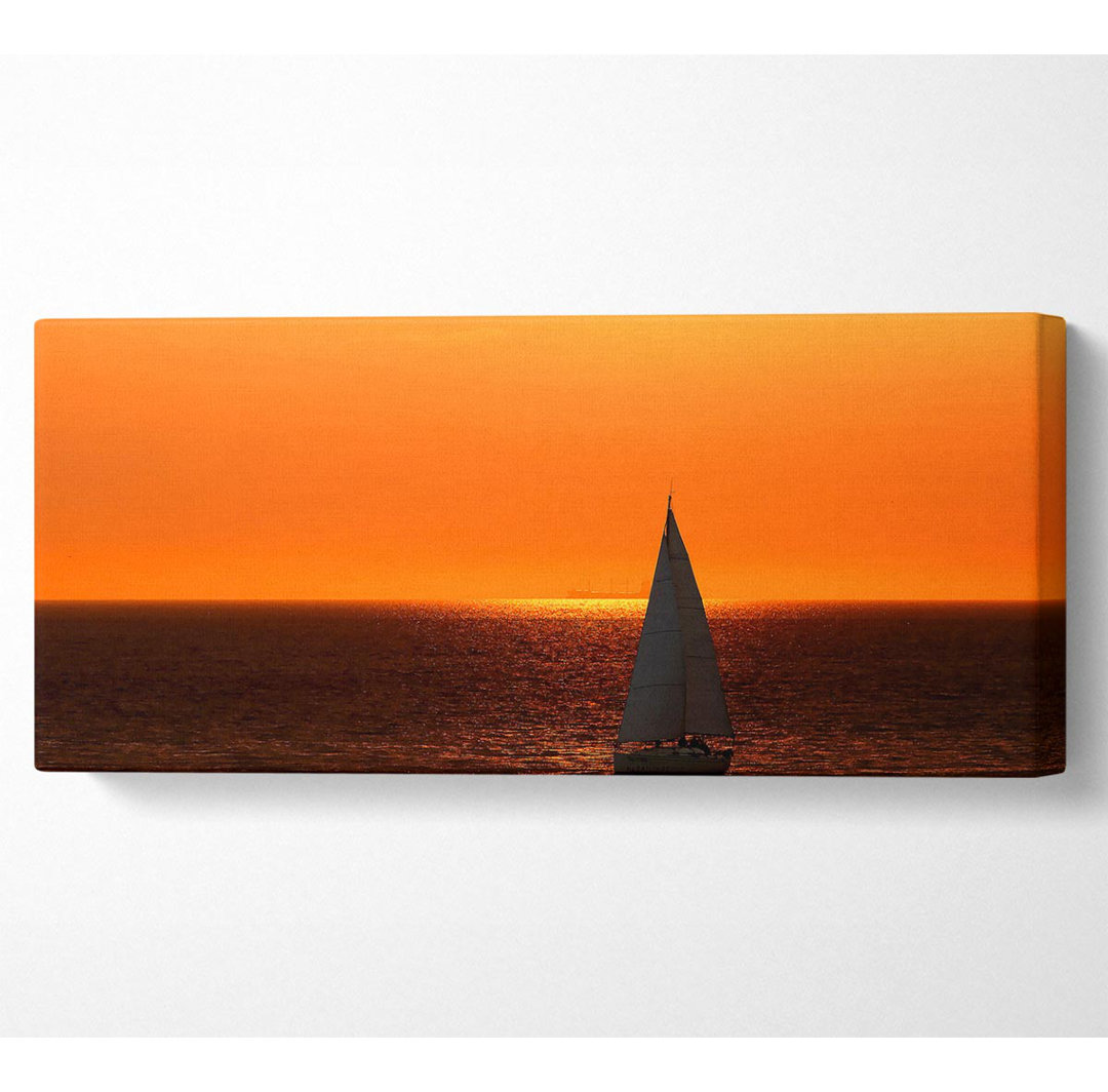 Segeln im atemberaubenden Sonnenuntergang - Panorama-Kunstdrucke auf Leinwand - Wrapped Canvas