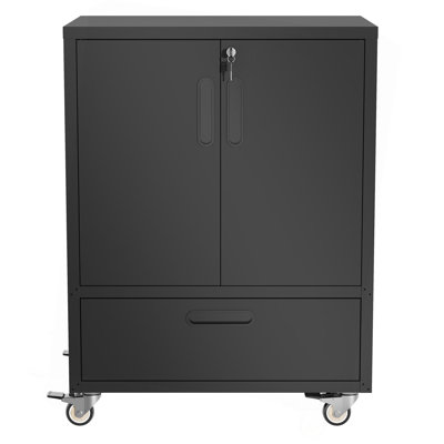 Tool Cart with Wheels, 40" H x 30" W x 20" D, Mobile Tool Cabinet with Lockable Casters & Drawer, Heavy-Duty Steel Storage Organizer for Garage, Workshop, Office - Easy 30-Min Assembly