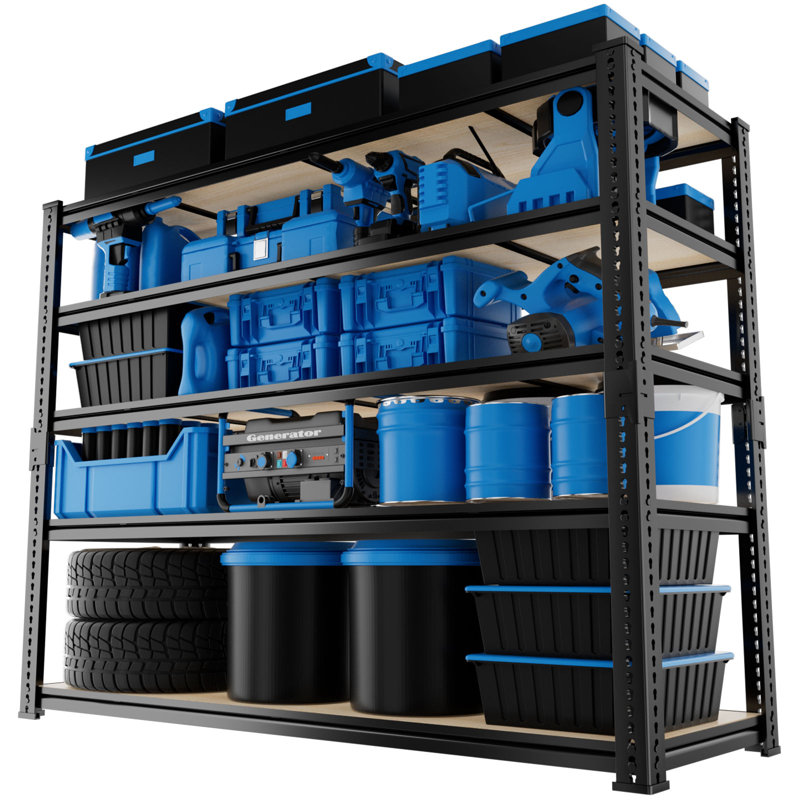 5-tier Mdf Adjustable Storage Shelves , Heavy Duty Garage Storage Shelving Unit, Metal Shelves, 72" H x 48" W x 24" D