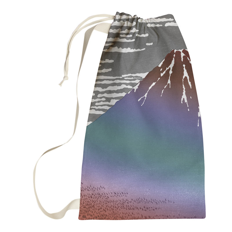 Katsushika Hokusai Fabric Laundry Bag with Handles, Large (76.5" H x 29.5" W x 1.5" D), Purple/Brown/Gray
