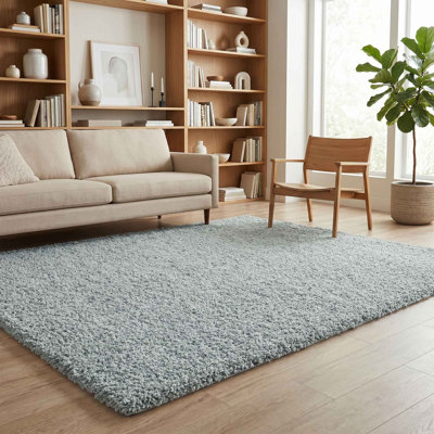 Ainsley Plain Living Room Shaggy Area Rug Modern Soft Pile Polyester Rug