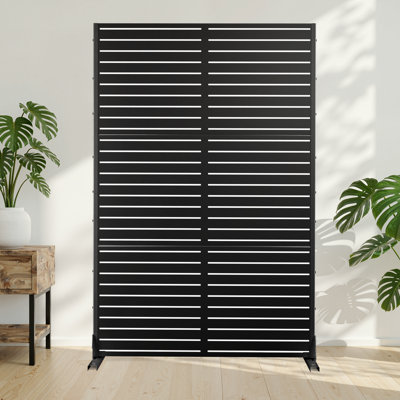 70" H x 45" W Metal Privacy Screen with Stand – Freestanding Outdoor Privacy Panel for Deck, Patio, Balcony by MINGYUEDA