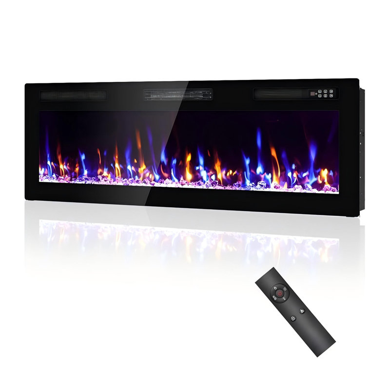 Foyer électrique ultra-mince encastré et mural, H 18,1 po x l 50 po x P 3,25 po