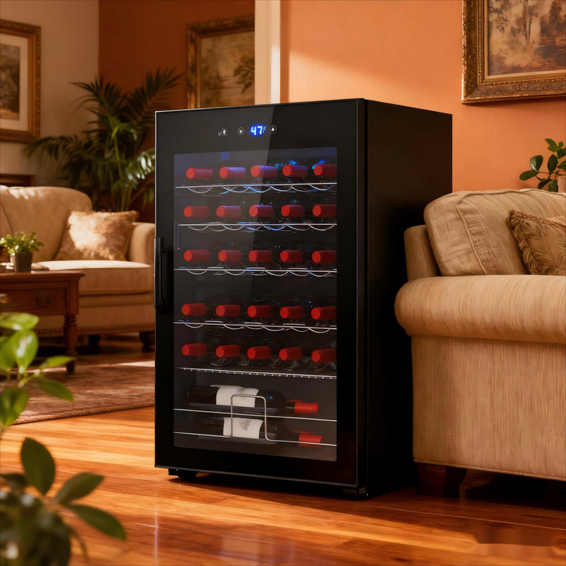 37 Bottle Wine Cooler Freestanding - 4.5 Cu.ft Wine Fridge With Adjustable Temperature Control (32°f-61°f) For Home, Bar, Office - Black