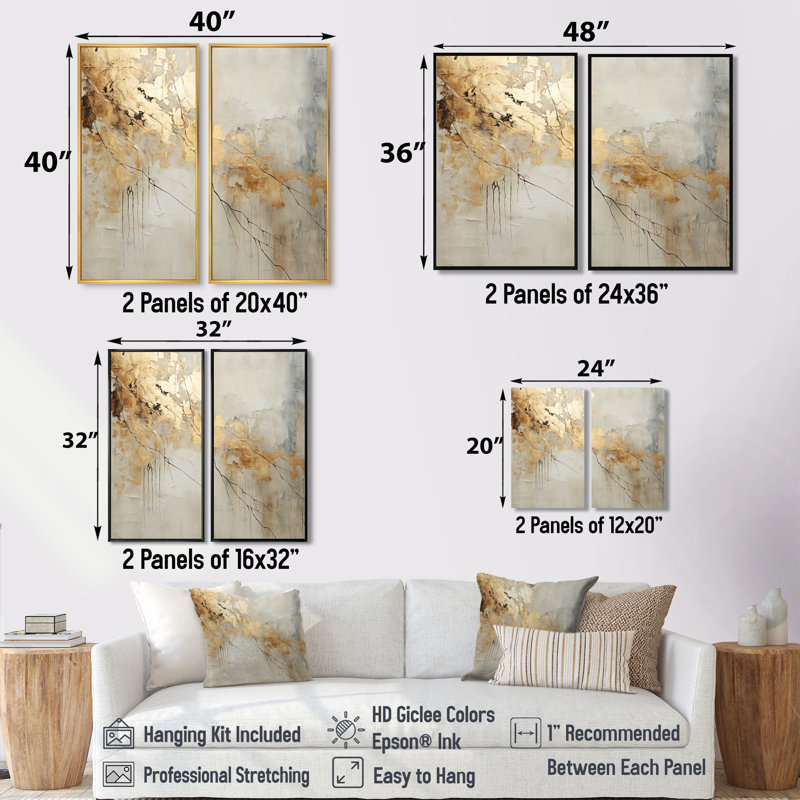 Décoration murale beige moderne et beige VI - Beige, 40" H x 40" W, Floater Framed Print without Mat, Gold