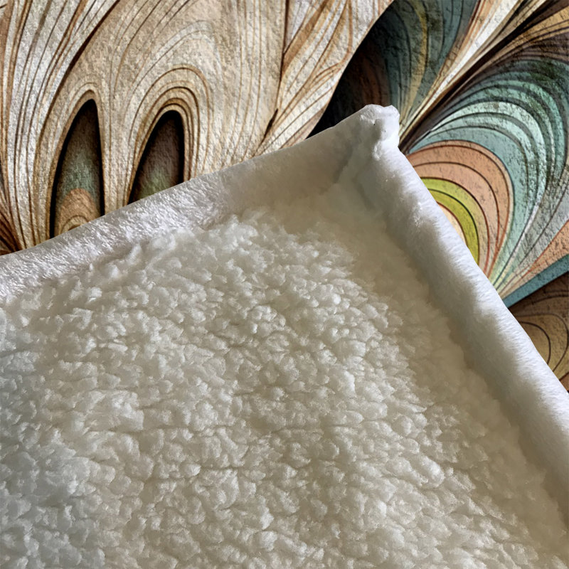Throw Blanket, 51" W x 60" L, Floral/Abstract, Tan/Blue/Brown