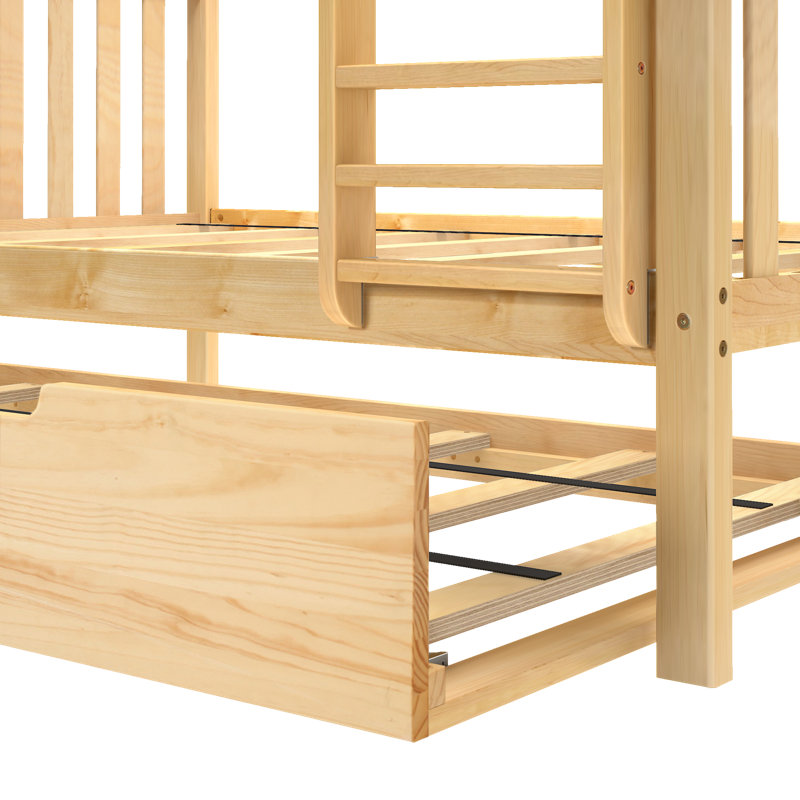 Bolles Kids Bunk Bed with Trundle, Twin over Full, Natural
