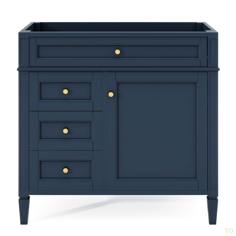 Meuble-lavabo de 36 po sans lavabo supérieur, armoire de rangement moderne avec 2 tiroirs et un tiroir basculant, structure en bois massif
