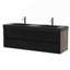 Meuble-lavabo 60 po en noyer avec lavabo en quartz noir mat et tiroirs noirs doux, meuble-lavabo mural flottant, sans drain ni robinet, pré-assemblé