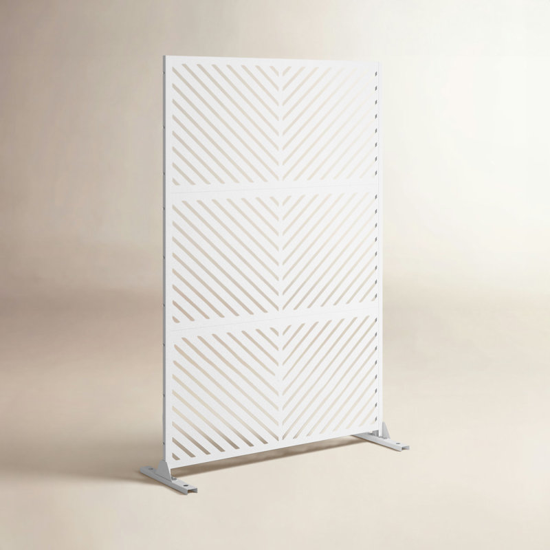 Harmon 4 ft. W Laser Cut Metal Privacy Screen, White