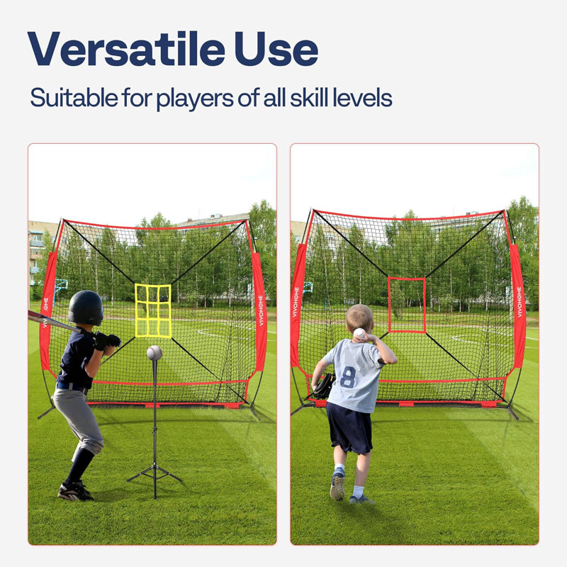 VIVOHOME Polyester Foldable Goal with Carrying Case, Red