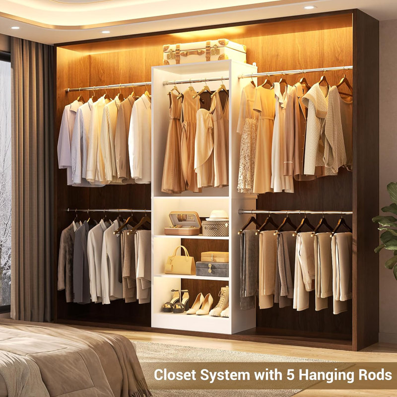  20.5 - 120'' W Closet System with Hanging Rods(Cut to Fit), White